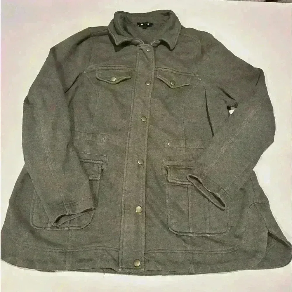 Torrid TerryCloth Olive Green Military Jacket Size 12 (Size 0) - Picture 1 of 5